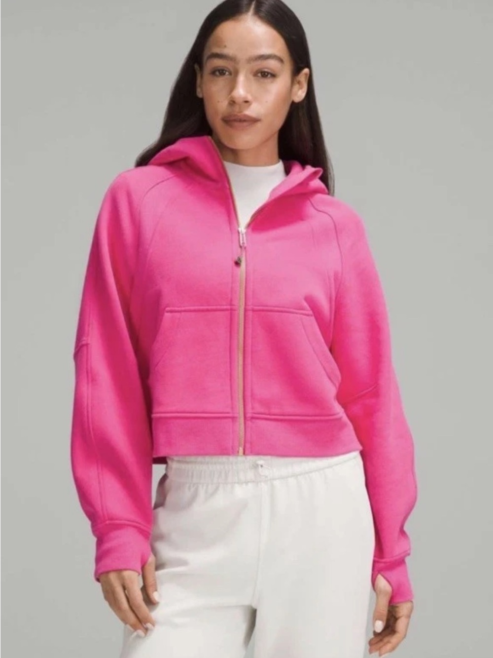 Lululemon Sonic Pink Gold Zipper Oversized Scuba Full Zip Jacket M/L